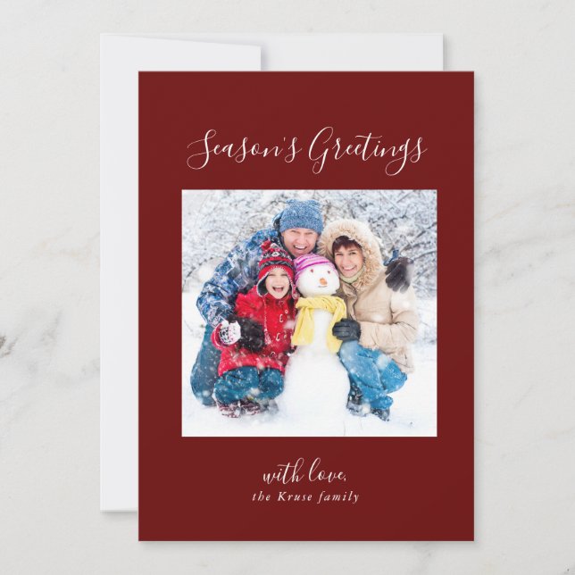 Frosty Snow White Family Photo Season's Greetings  Holiday Card (Front)