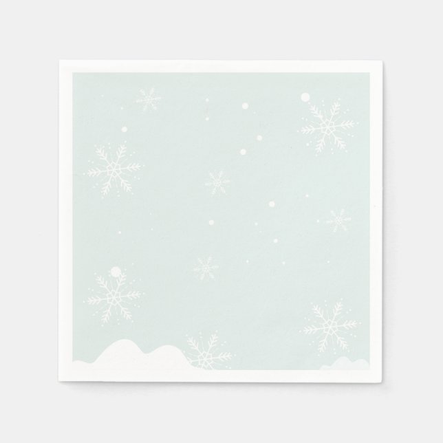 Frosty Snowflakes Birthday Party Napkin (Front)