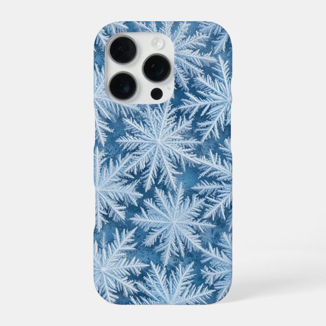 Frosty Snowflakes on a Frozen Surface in Winter iPhone Case (Back)