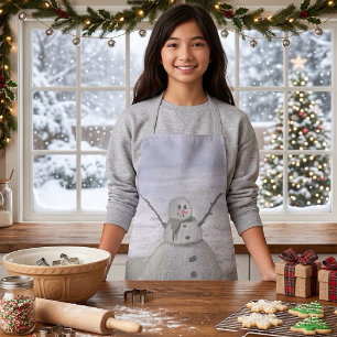 Frosty Snowman At The Beach Small Apron