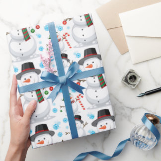 Frosty Snowman Christmas Gift Wrapping Paper