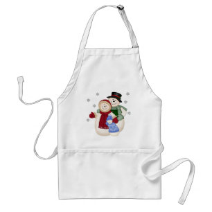 Frosty Snowman Family - Blue Standard Apron