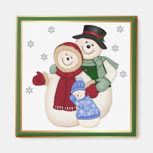 Frosty Snowman Family - Pink Magnet