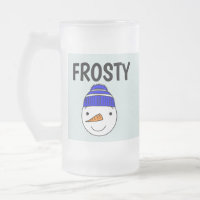 FROSTY SNOWMAN FUNNY FROSTED GLASS MUGS