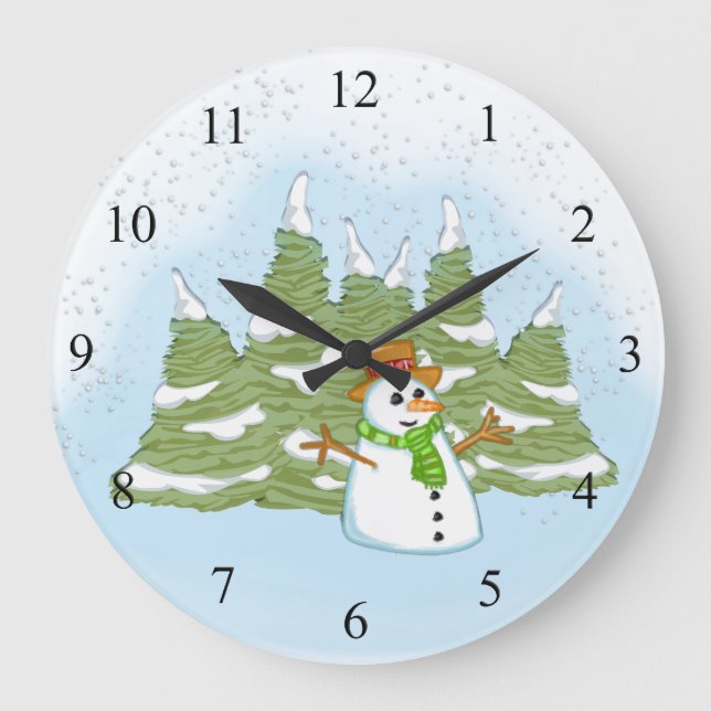 Frosty Snowman Large Clock (Front)