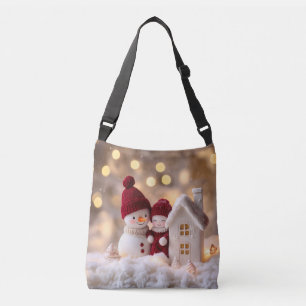 Frosty Snowman Siblings Winter Joy Crossbody Bag