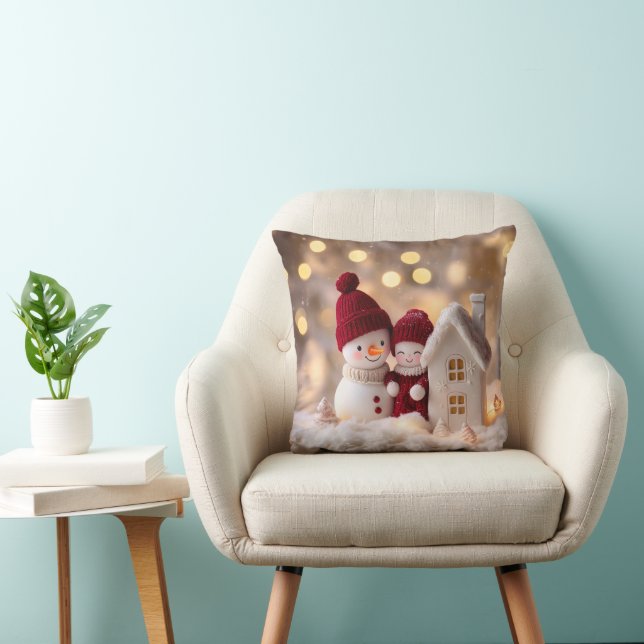 Frosty Snowman Siblings Winter Joy Cushion (Chair)