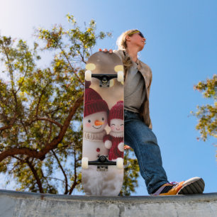 Frosty Snowman Siblings Winter Joy Skateboard