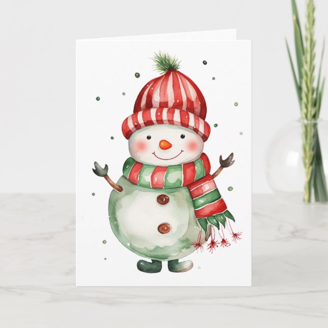 Frosty Snowman Winter Blank Card (Front)