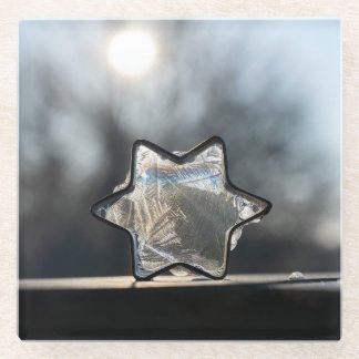 "Frosty Star"  Frozen Star  Glass Coaster