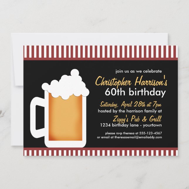 Frosty Stein 60th Birthday Invitations (Front)