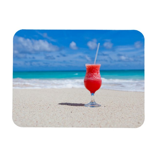 Frosty Strawberry Drink on the Beach Magnet (Horizontal)