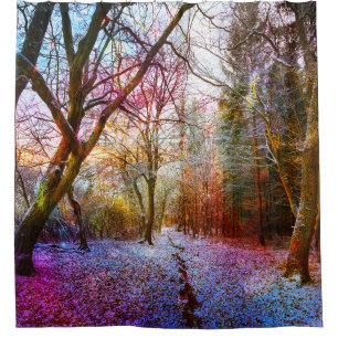 Frosty Sunny Morning In Woods Shower Curtain