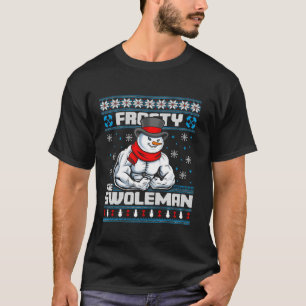 Frosty Swoleman Funny Christmas Workout Gym Weight T-Shirt