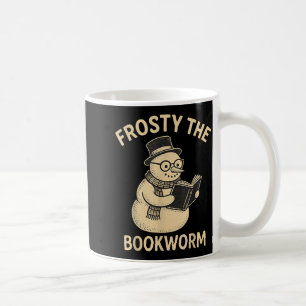 Frosty The Bookworm Snowman Reading  Coffee Mug