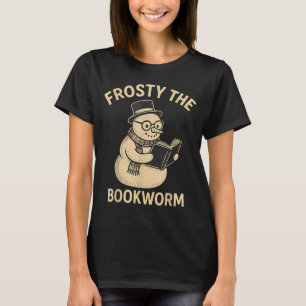 Frosty The Bookworm Snowman Reading T-Shirt