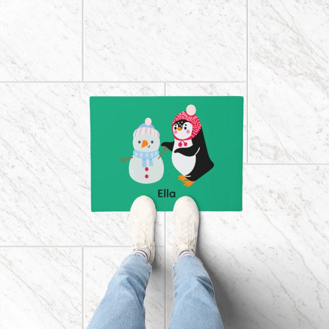 Frosty the Snowman and Penguin Doormat (Indoor)