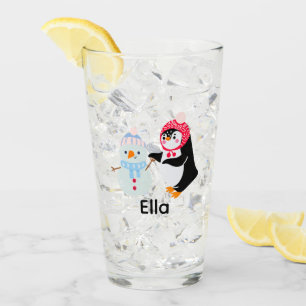 Frosty the Snowman and Penguin Glass