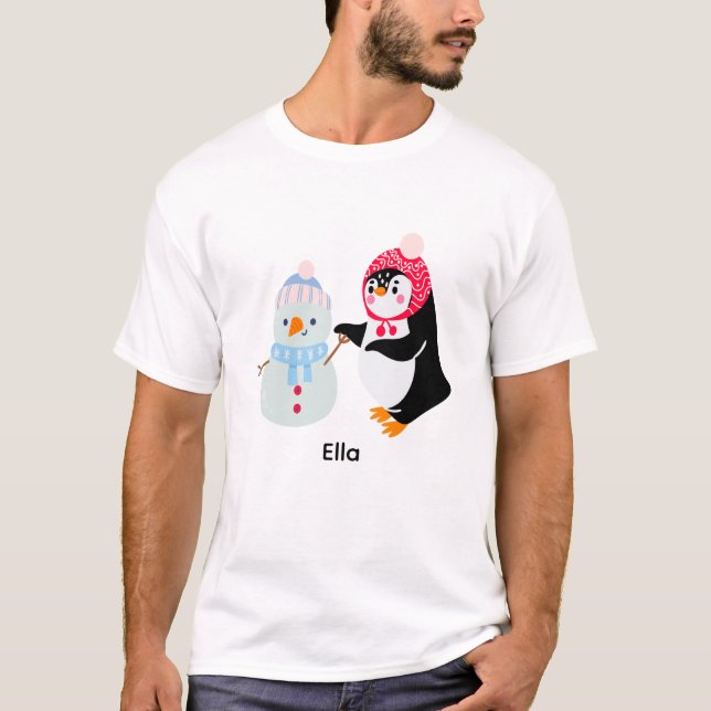 Frosty the Snowman and Penguin T-Shirt (Front)