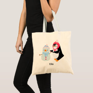 Frosty the Snowman and Penguin Tote Bag