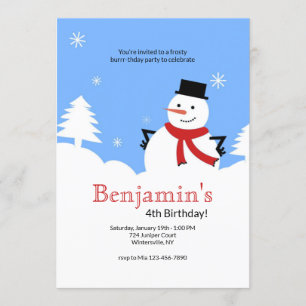 Frosty the Snowman Birthday Party Invitations