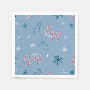 Frosty the Snowman Blue Snowflake Pattern Napkin