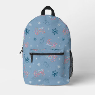 Frosty the Snowman Blue Snowflake Pattern Printed Backpack