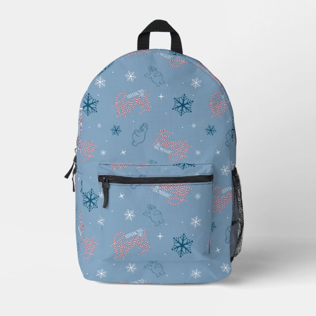 Frosty the Snowman Blue Snowflake Pattern Printed Backpack (Front)