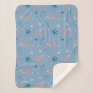 Frosty the Snowman Blue Snowflake Pattern Sherpa Blanket