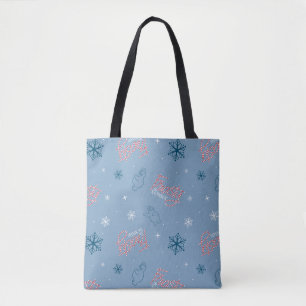 Frosty the Snowman Blue Snowflake Pattern Tote Bag