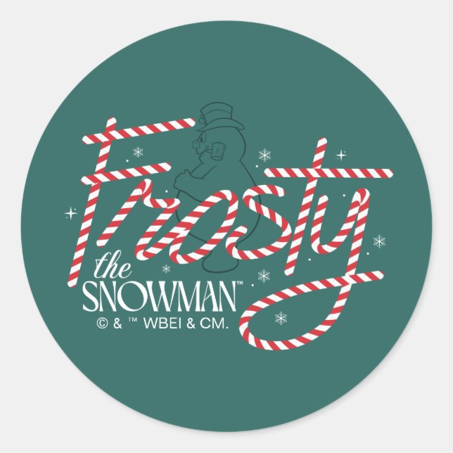 Frosty the Snowman Candy Cane Logo Classic Round Sticker (Front)