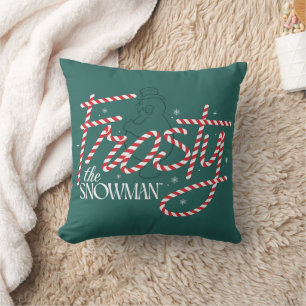 Frosty the Snowman Candy Cane Logo Cushion