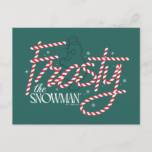 Frosty the Snowman Candy Cane Logo Holiday Postcard (Front)