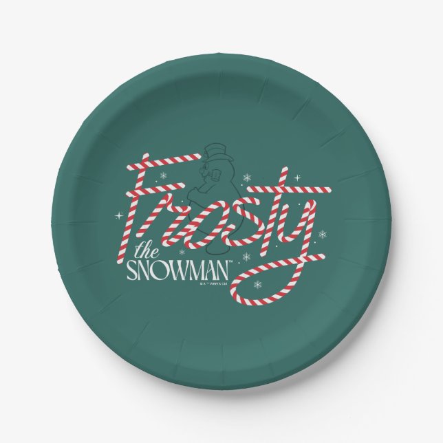 Frosty the Snowman Candy Cane Logo Paper Plate (Front)