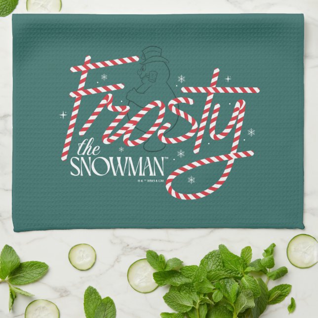 Frosty the Snowman Candy Cane Logo Tea Towel (Folded)