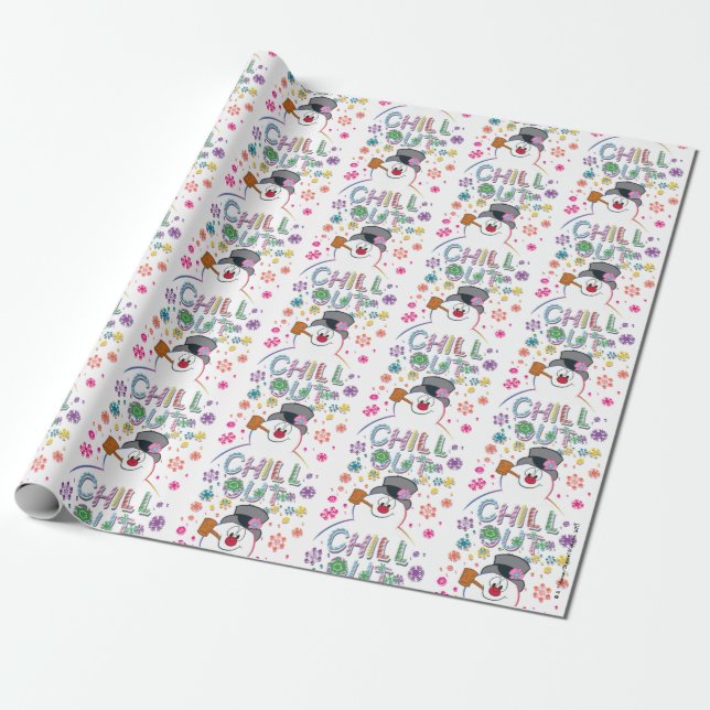 Frosty the Snowman™ | "Chill Out" Rainbow Colours Wrapping Paper (Unrolled)