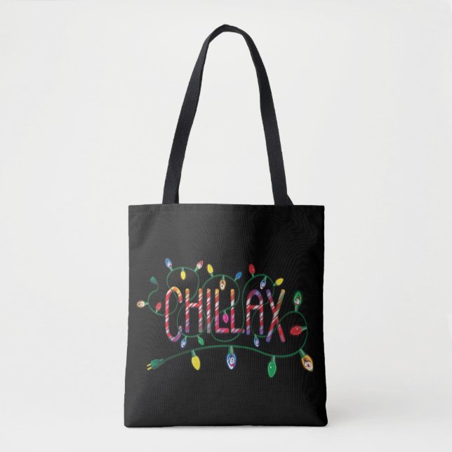 Frosty the Snowman™ | "Chillax" Holiday Lights Tote Bag (Front)