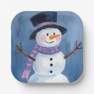 Frosty the Snowman Christmas Holiday Party Paper Plate