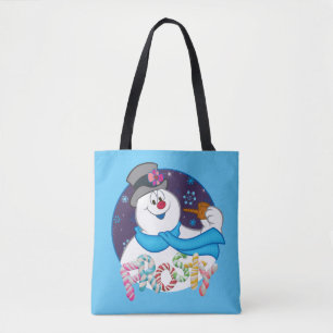 Frosty the Snowman™   Colorful Candy Cane Name Tote Bag