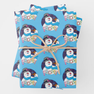 Frosty the Snowman™   Colorful Candy Cane Name Wrapping Paper Sheet