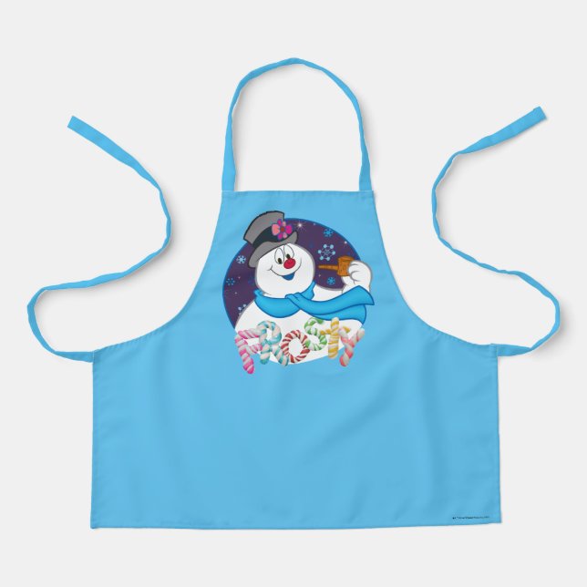 Frosty the Snowman™ | Colourful Candy Cane Name Apron (Front)