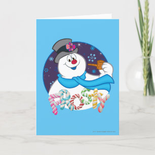 Frosty the Snowman™ Colourful Candy Cane Name Holiday Card