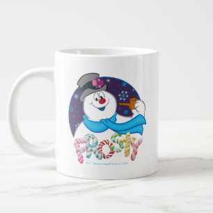 Frosty the Snowman™   Colourful Candy Cane Name Large Coffee Mug