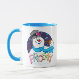 Frosty the Snowman™   Colourful Candy Cane Name Mug