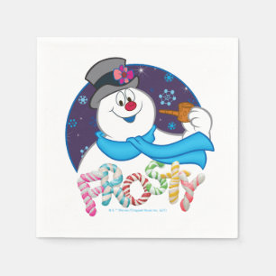 Frosty the Snowman™ Colourful Candy Cane Name Napkin