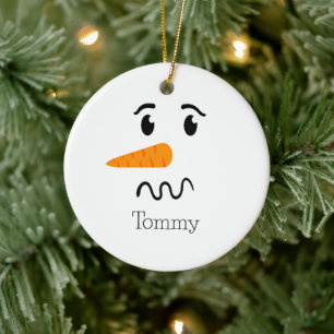 Frosty the Snowman Confuse Face Ceramic Tree Decoration