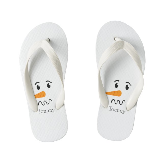 Frosty the Snowman Confuse Face Kid's Flip Flops (Footbed)