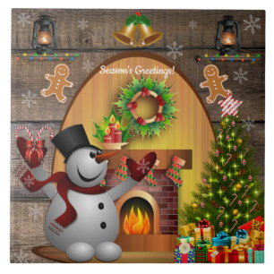 Frosty The Snowman Fireplace Christmas Tree Tile