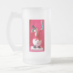 frosty The Snowman Frosted Glass Beer Mug