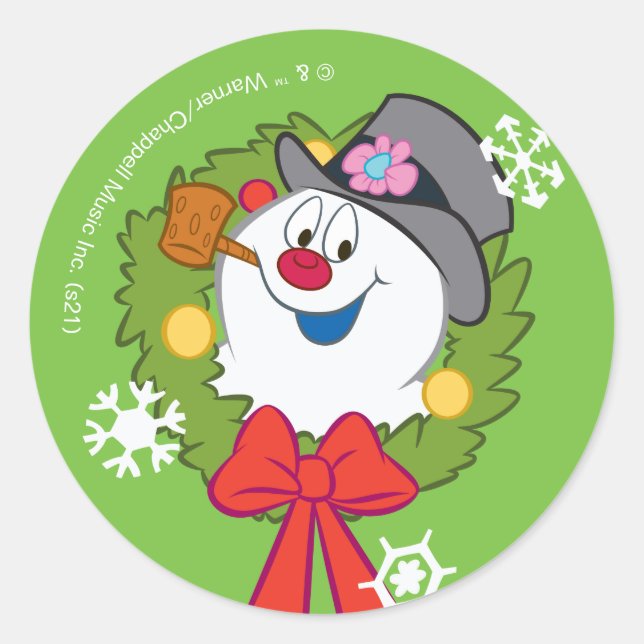 Frosty the Snowman™ | Frosty Holiday Wreath Classic Round Sticker (Front)